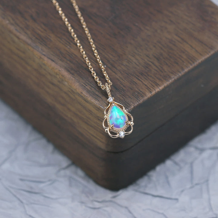 Olivenorma Sterling Silver Natural Opal Vintage Style Necklace - image 8