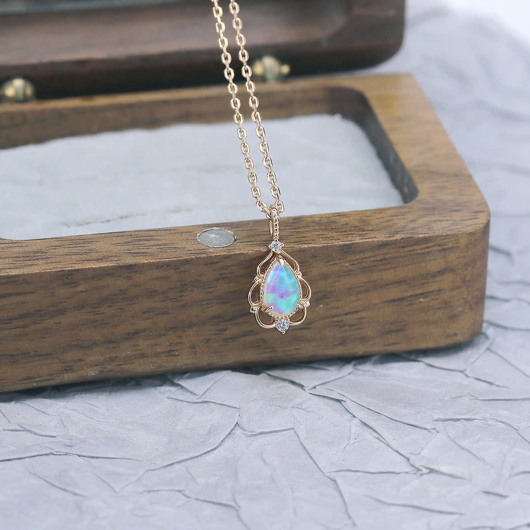 Olivenorma Sterling Silver Natural Opal Vintage Style Necklace - image 5