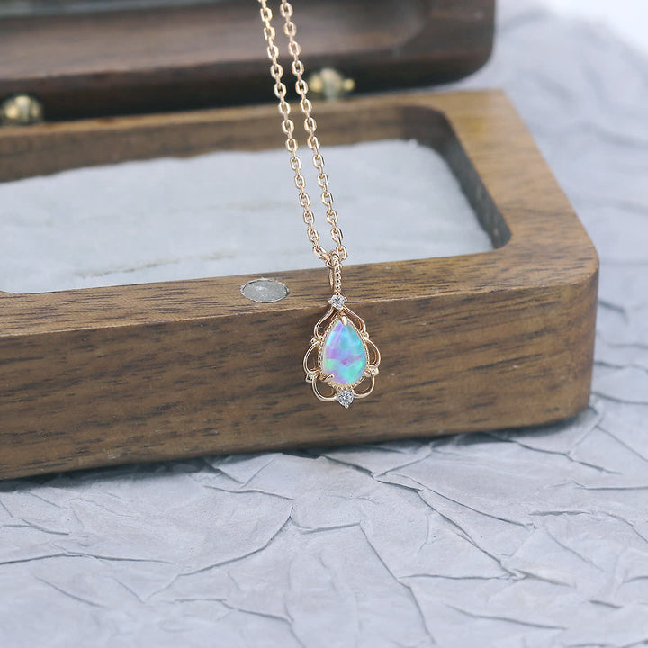 Olivenorma Sterling Silver Natural Opal Vintage Style Necklace - image 5