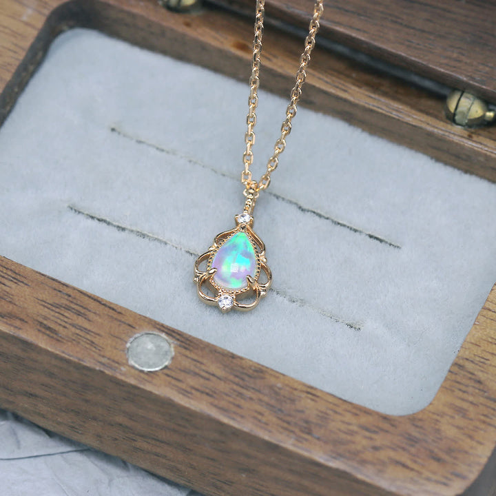Olivenorma Sterling Silver Natural Opal Vintage Style Necklace - Opal - image 0