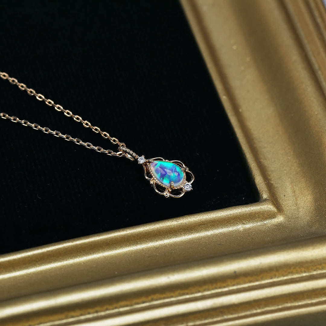 Olivenorma Sterling Silver Natural Opal Vintage Style Necklace - image 6