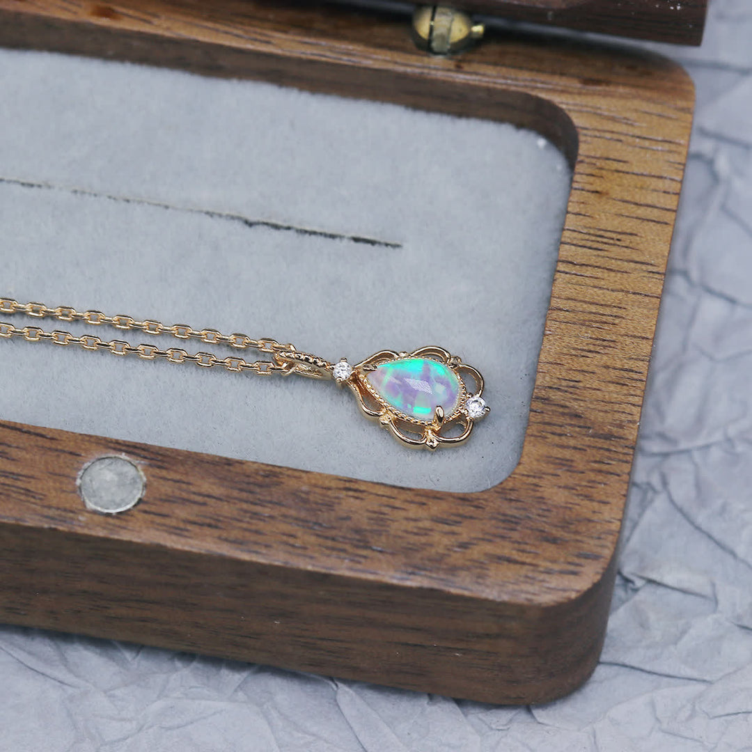 Olivenorma Sterling Silver Natural Opal Vintage Style Necklace - image 2