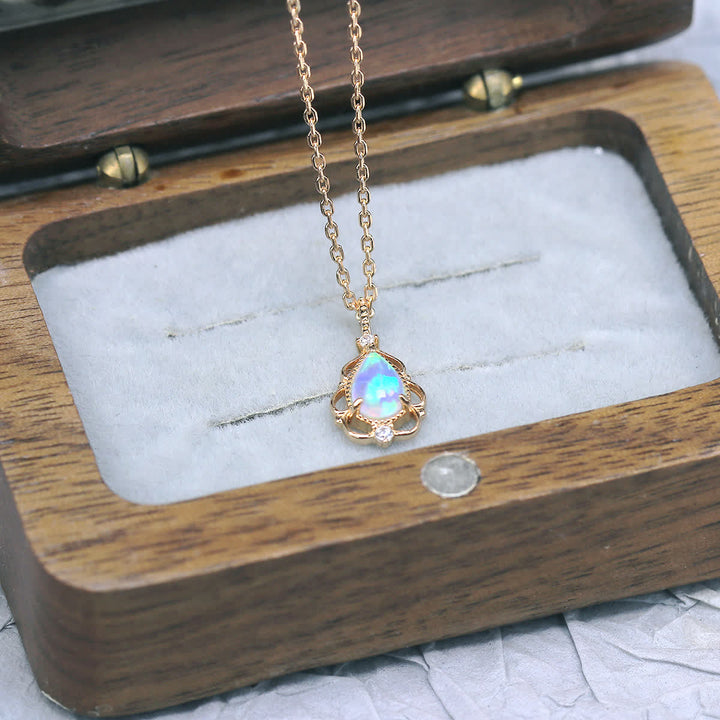 Olivenorma Sterling Silver Natural Opal Vintage Style Necklace - image 3