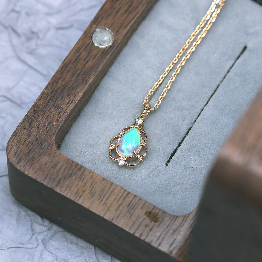 Olivenorma Sterling Silver Natural Opal Vintage Style Necklace - image 4