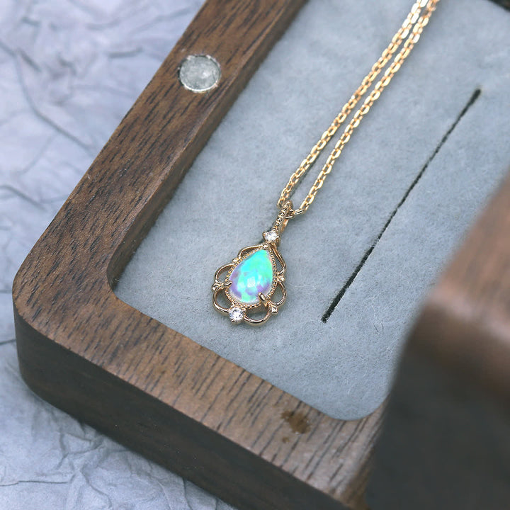Olivenorma Sterling Silver Natural Opal Vintage Style Necklace - image 4