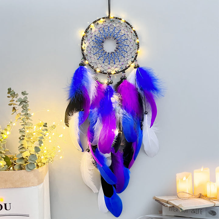 Olivenorma Amethyst Beads Blue Purple Dream Catcher - With Lights - image 0