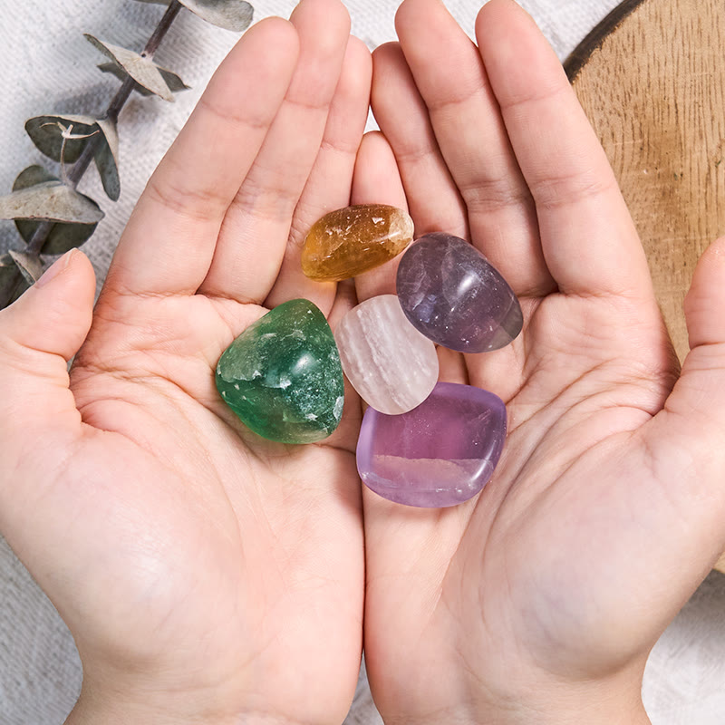 Olivenorma Genuine Raw Rainbow Fluorite Tumbled Stone - image 1
