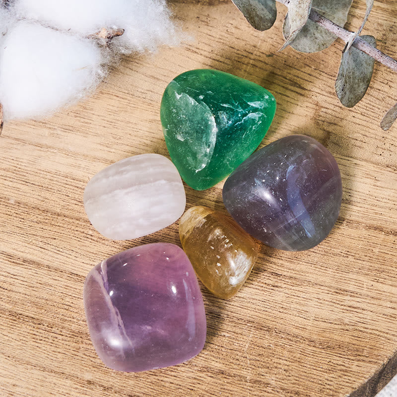 Olivenorma Genuine Raw Rainbow Fluorite Tumbled Stone - image 2