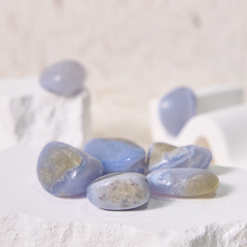 Olivenorma Blue Chalcedony Healing Crystals Tumbled Stone Set - image 4