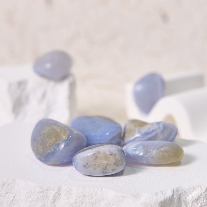 Olivenorma Blue Chalcedony Healing Crystals Tumbled Stone Set - image 4