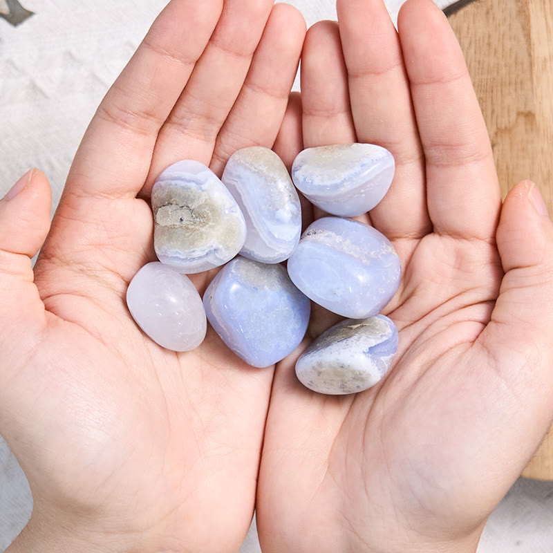 Olivenorma Blue Chalcedony Healing Crystals Tumbled Stone Set - image 1