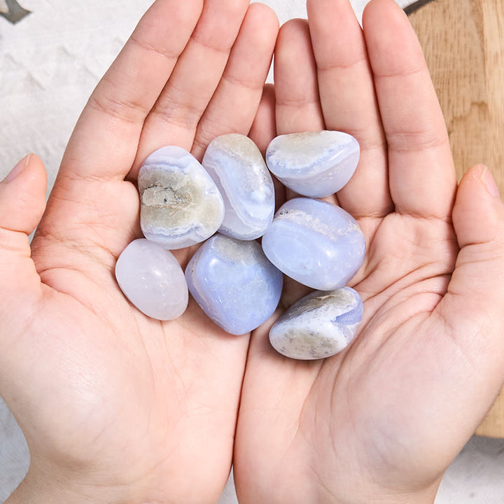 Olivenorma Blue Chalcedony Healing Crystals Tumbled Stone Set - image 1