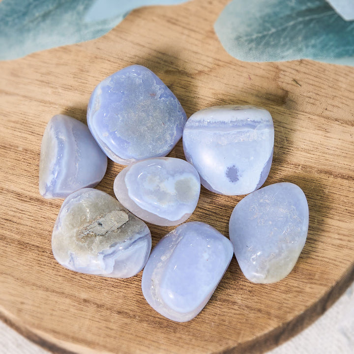 Olivenorma Blue Chalcedony Healing Crystals Tumbled Stone Set - image 2