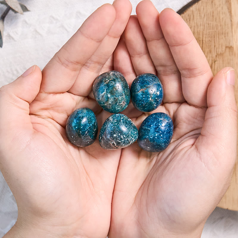 Olivenorma Polished Natural Blue Apatite Healing Tumbled Stone - image 1