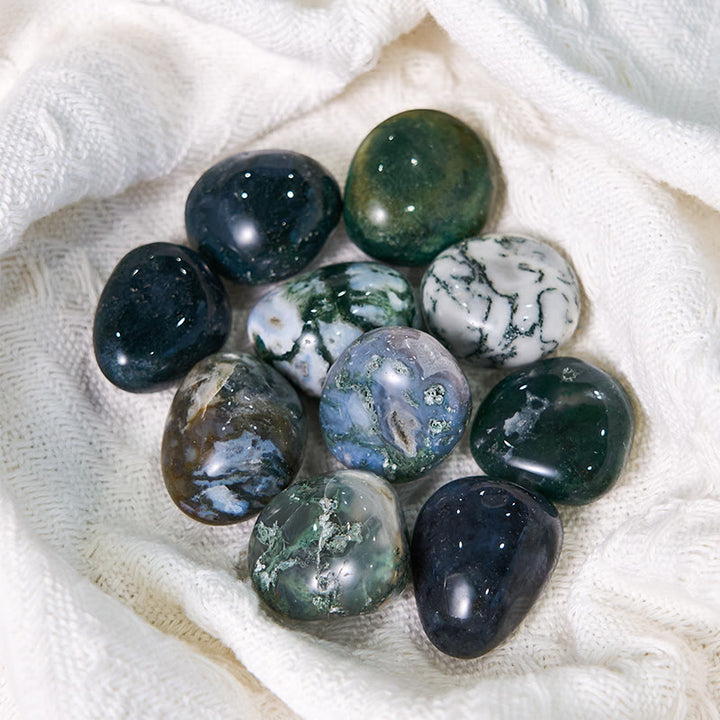 Olivenorma Real Natural Moss Agate Healing Tumbled Stone - image 3
