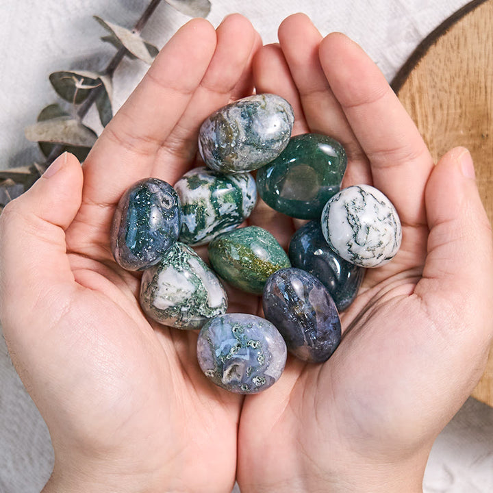 Olivenorma Real Natural Moss Agate Healing Tumbled Stone - image 1