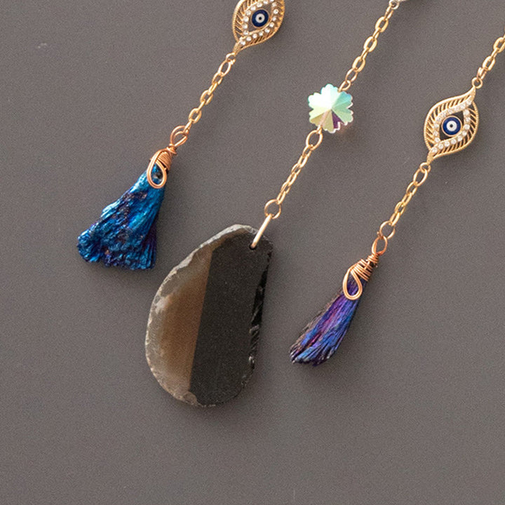 Olivenorma Black Moon Evil Eye Protection Crystal Wind Chimes - image 6