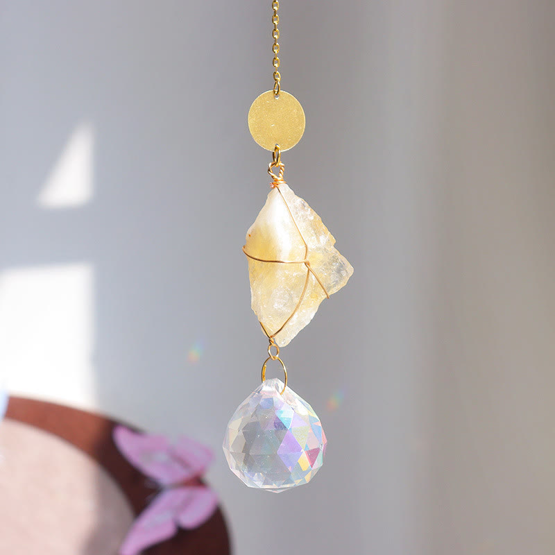 Olivenorma Healing Raw Stone Sun Catcher Hanging Ornament - Citrine - image 6