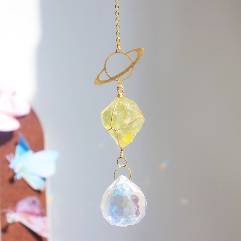 Olivenorma Healing Raw Stone Sun Catcher Hanging Ornament - Lemon Quartz - image 13