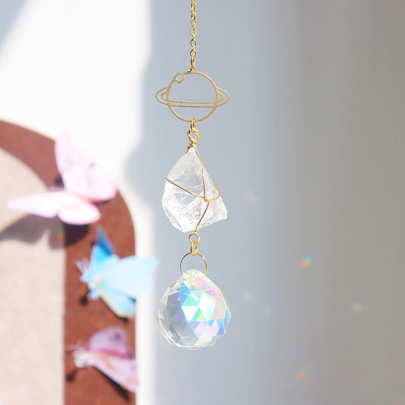 Olivenorma Healing Raw Stone Sun Catcher Hanging Ornament - Clear Quartz - image 15