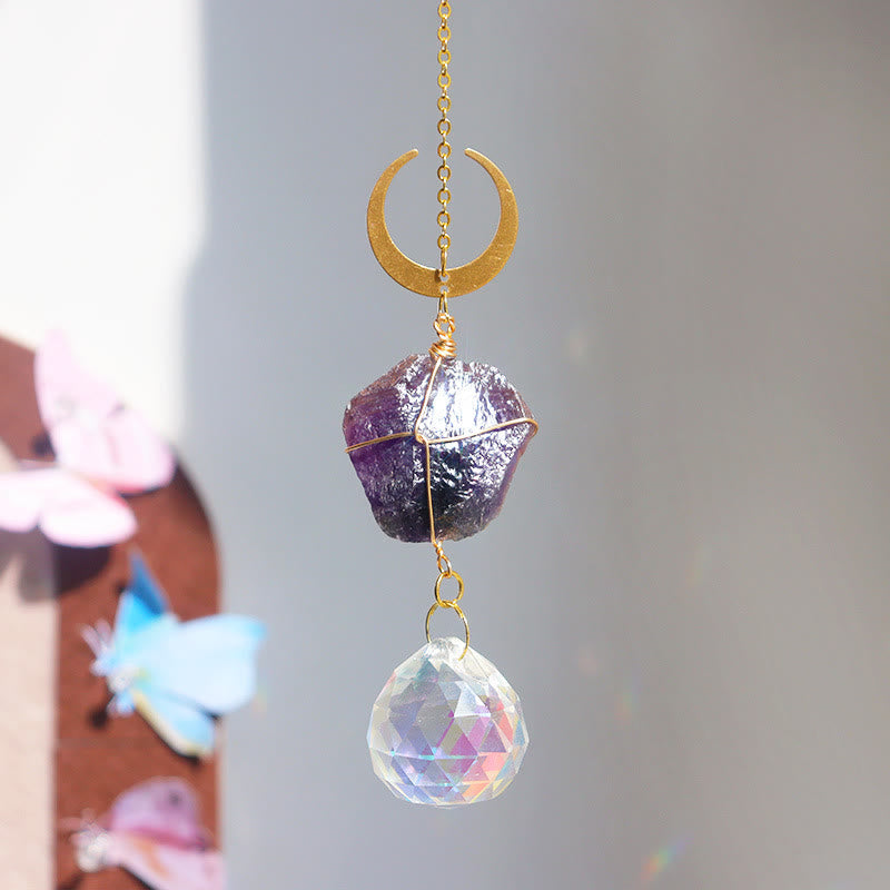 Olivenorma Healing Raw Stone Sun Catcher Hanging Ornament - DarkPurple Amethyst - image 8