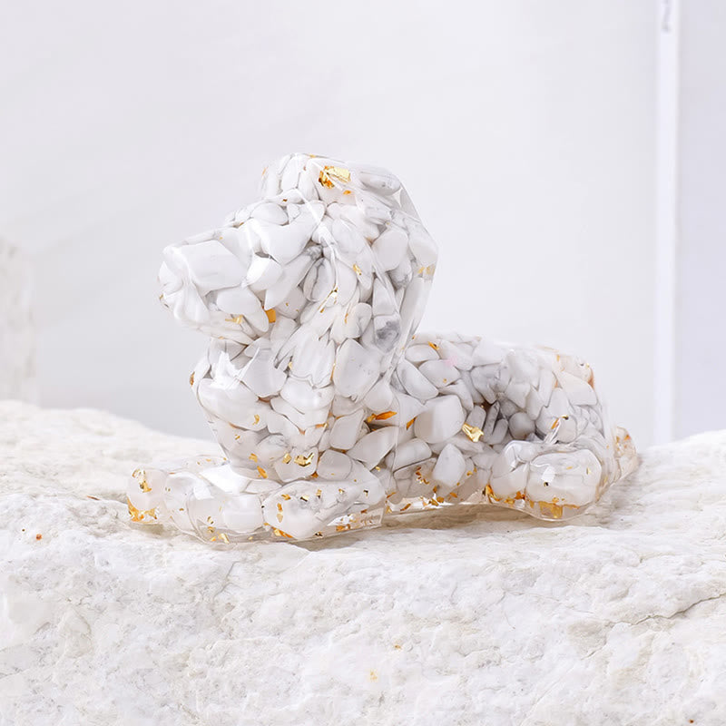 Olivenorma Natural Stone Lion Gemstone Decoration - White Turquoise - image 6