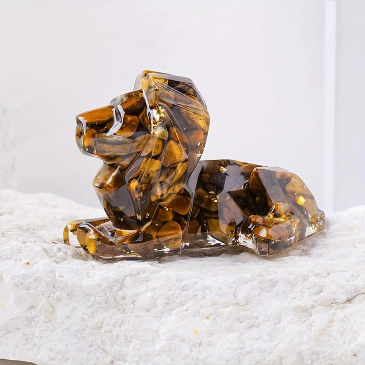 Olivenorma Natural Stone Lion Gemstone Decoration - Tiger Eye - image 0