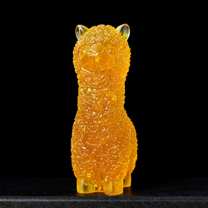 Olivenorma Natural Stone Alpaca Statue Gemstone Decoration - Lemon Quartz - image 8