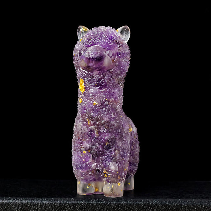 Olivenorma Natural Stone Alpaca Statue Gemstone Decoration - Amethyst - image 12