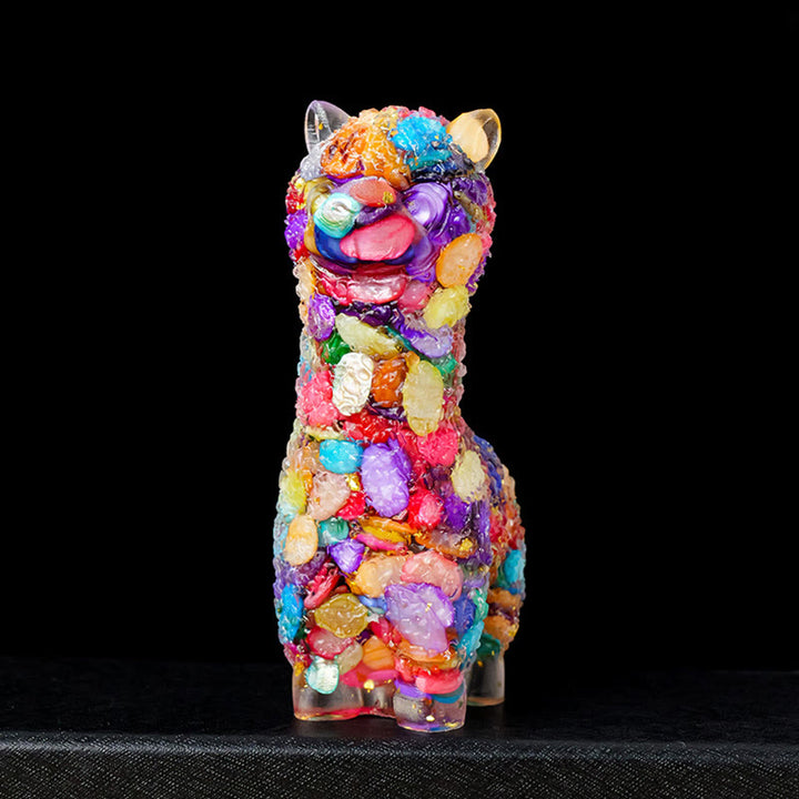 Olivenorma Natural Stone Alpaca Statue Gemstone Decoration - Rainbow Nacre - image 10