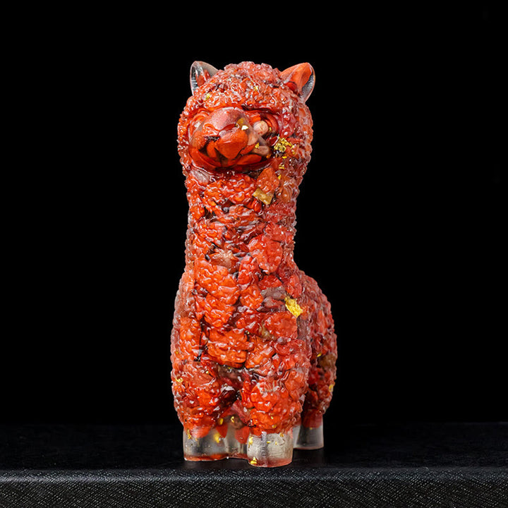 Olivenorma Natural Stone Alpaca Statue Gemstone Decoration - Red Jasper - image 6