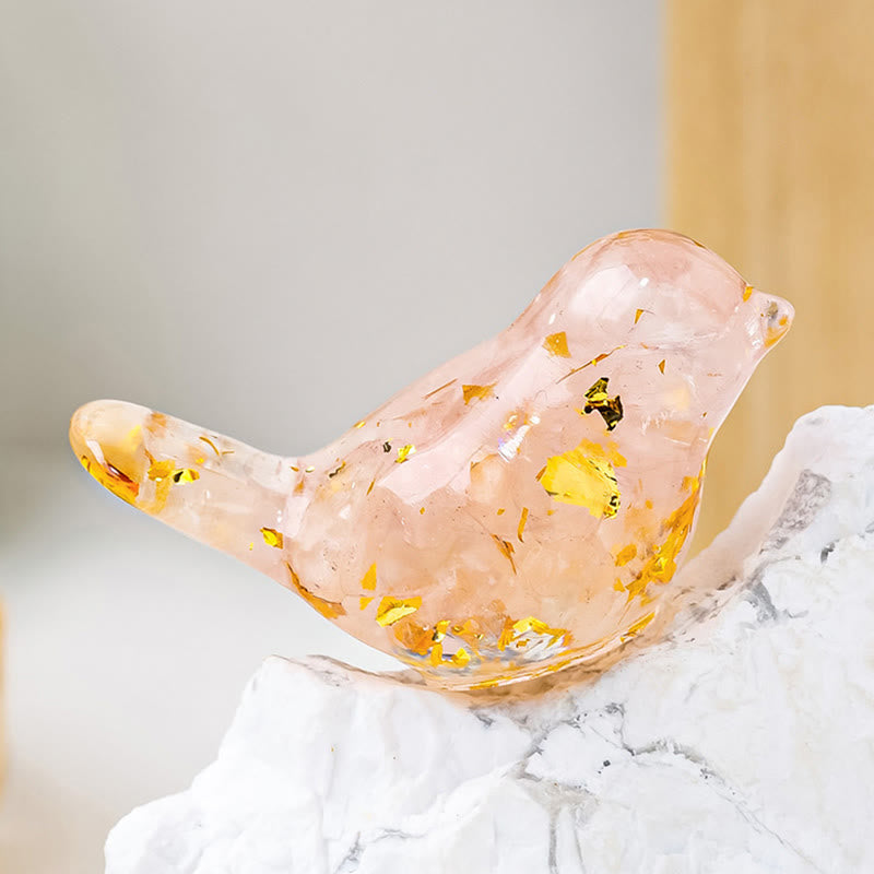 Olivenorma Natural Crystal Bird Sculpture Gemstone Decoration - Rose Quartz - With Card - image 15