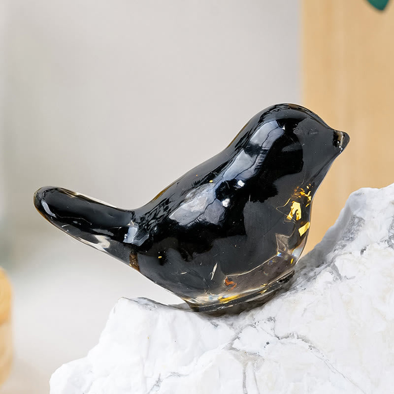 Olivenorma Natural Crystal Bird Sculpture Gemstone Decoration - Obsidian - With Card - image 19