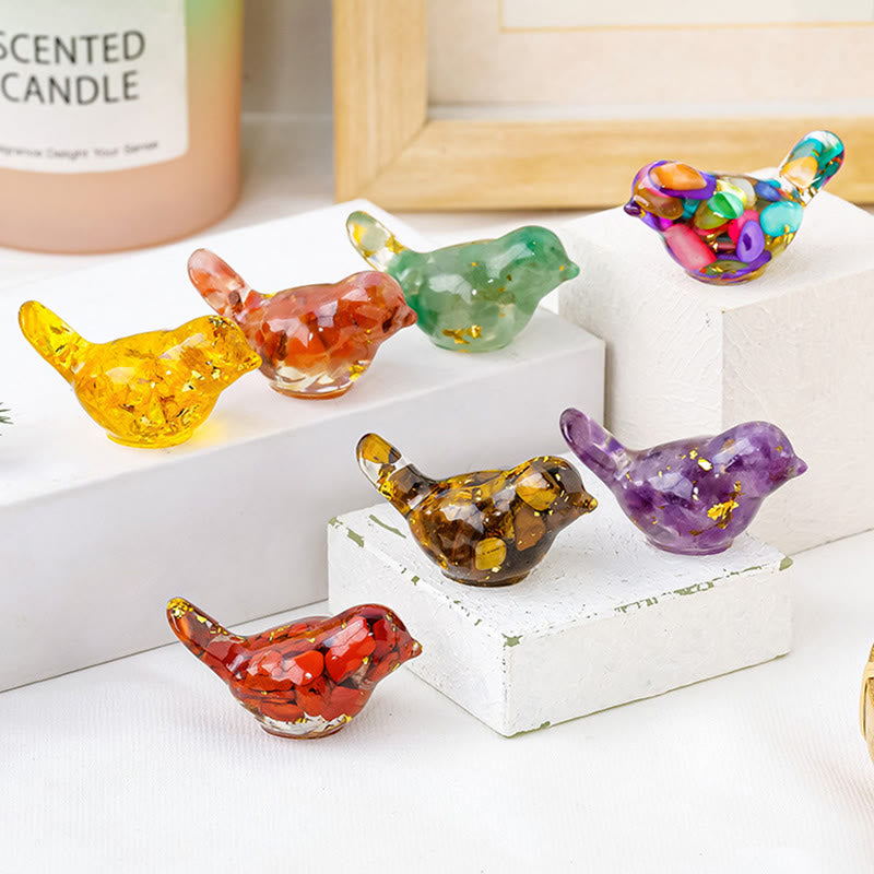 Olivenorma Multi-Crystal Bird Sculpture – Natural Gemstone Decor For Energy Healing Gemstone Decoration - Green Glass - Large: 7.5*6cm - 10Pcs - image 0
