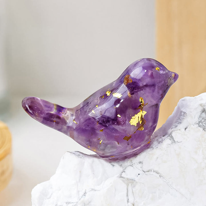 Olivenorma Natural Crystal Bird Sculpture Gemstone Decoration - Amethyst - With Card - image 3
