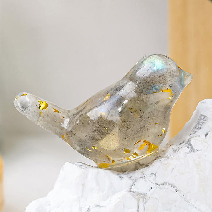 Olivenorma Natural Crystal Bird Sculpture Gemstone Decoration - Labradorite - With Card - image 9