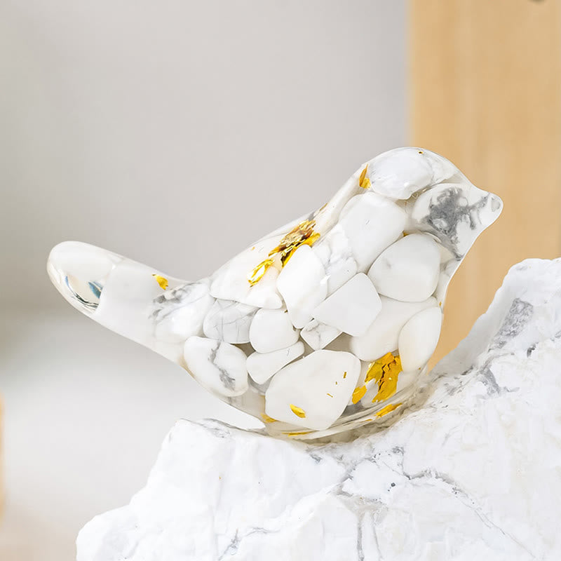 Olivenorma Natural Crystal Bird Sculpture Gemstone Decoration - White Turquoise - With Card - image 5
