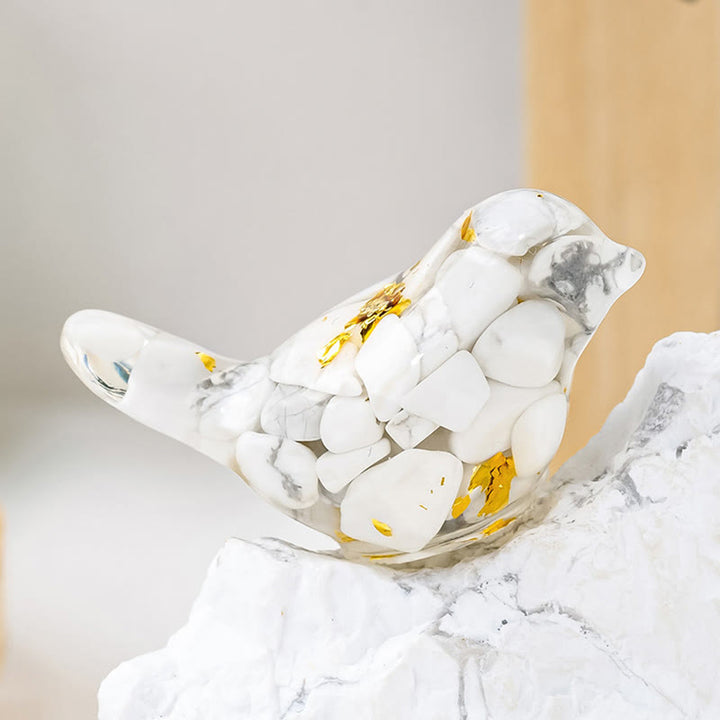 Olivenorma Natural Crystal Bird Sculpture Gemstone Decoration - White Turquoise - With Card - image 5