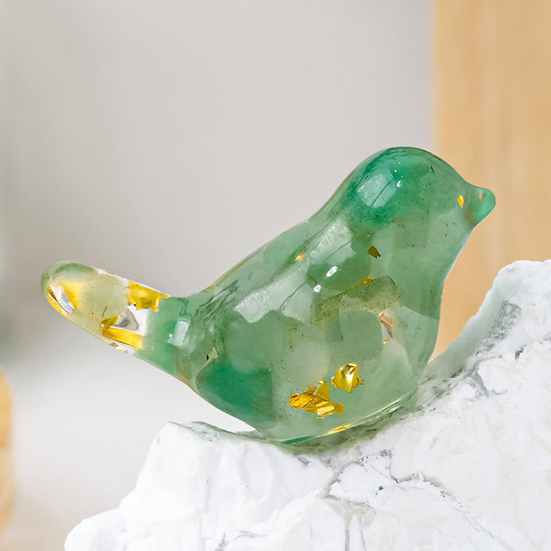 Olivenorma Natural Crystal Bird Sculpture Gemstone Decoration - Green Aventurine - With Card - image 17