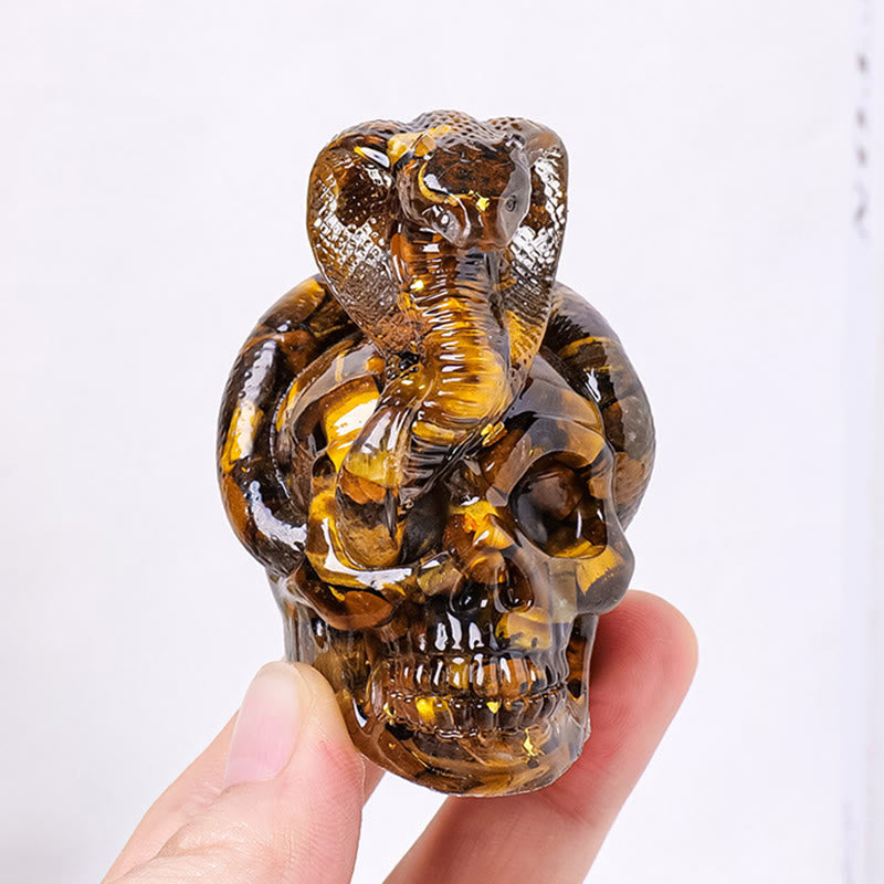 Olivenorma Real Stone Snake Skull Statue Gemstone Decoration - image 2