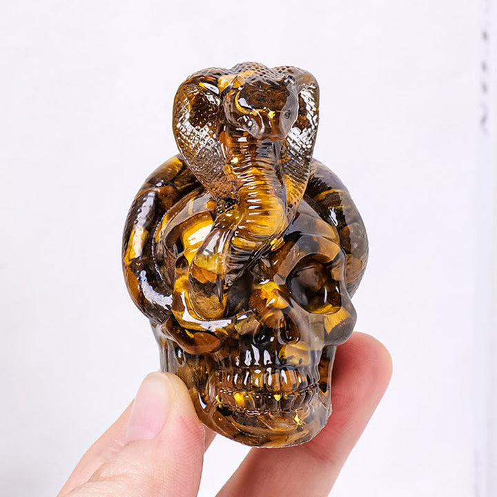 Olivenorma Real Stone Snake Skull Statue Gemstone Decoration - image 2