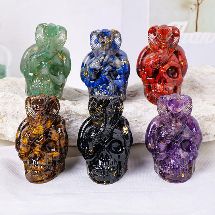 Olivenorma Real Stone Snake Skull Statue Gemstone Decoration - image 0
