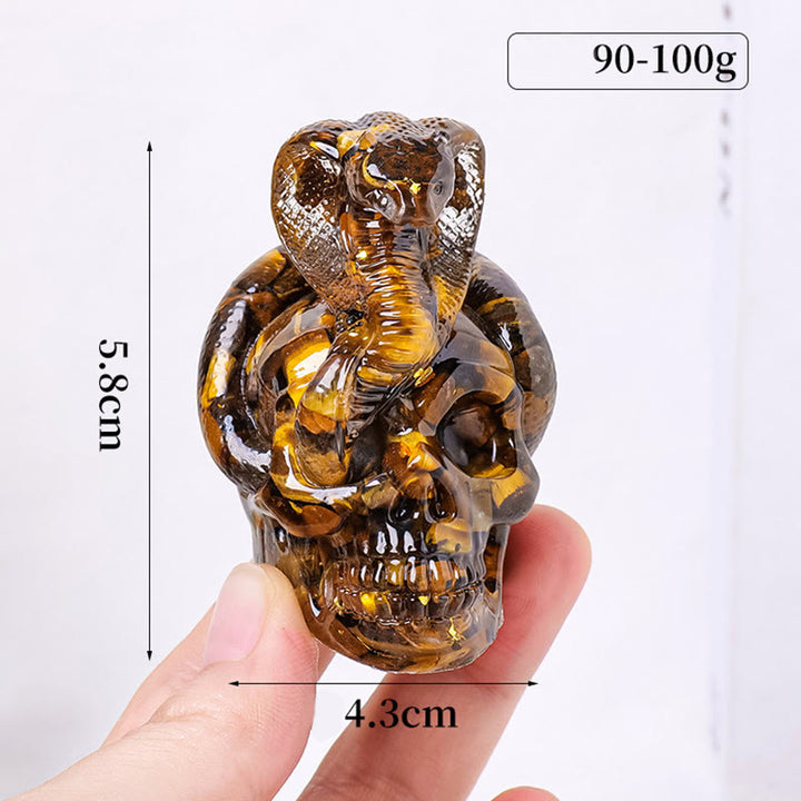 Olivenorma Real Stone Snake Skull Statue Gemstone Decoration - image 3