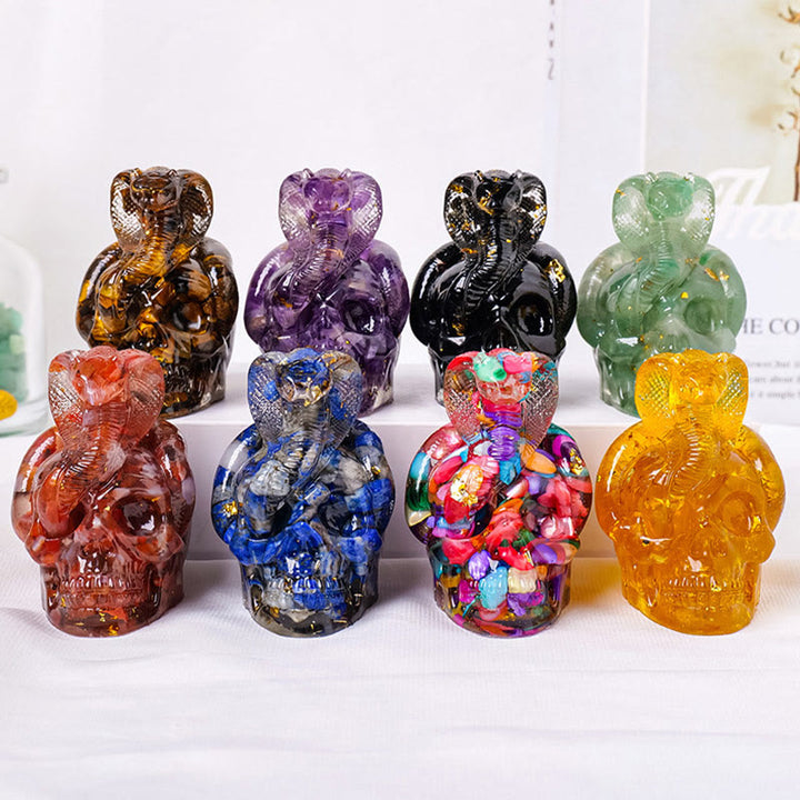 Olivenorma Real Stone Snake Skull Statue Gemstone Decoration - image 32