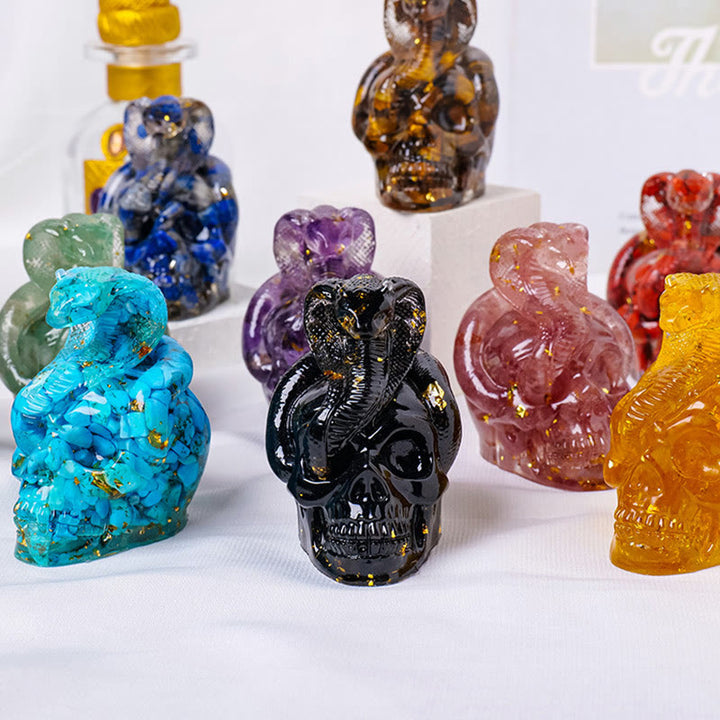 Olivenorma Real Stone Snake Skull Statue Gemstone Decoration - image 31