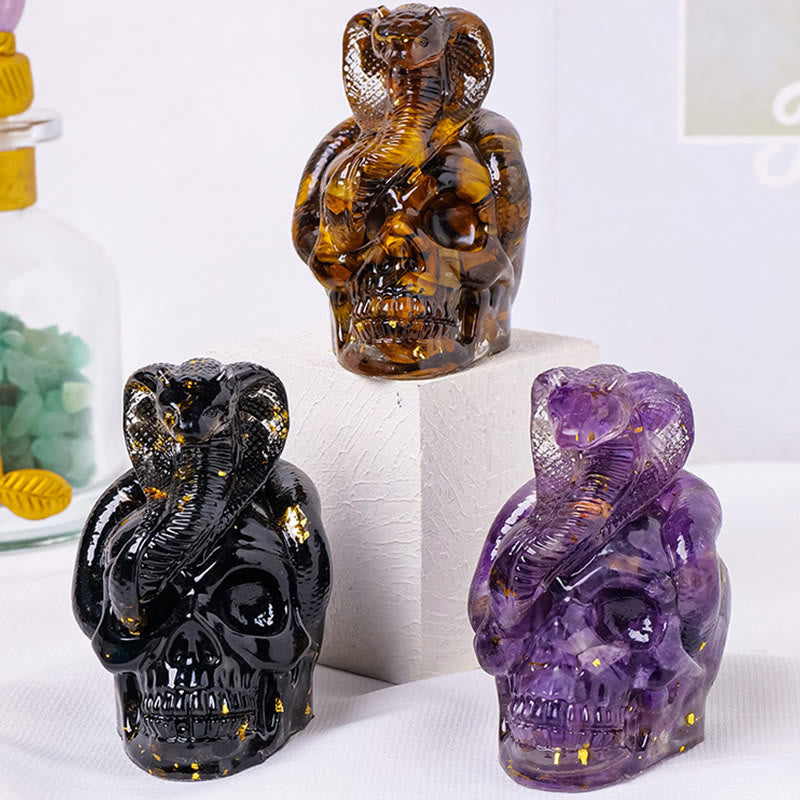 Olivenorma Real Stone Snake Skull Statue Gemstone Decoration - image 30