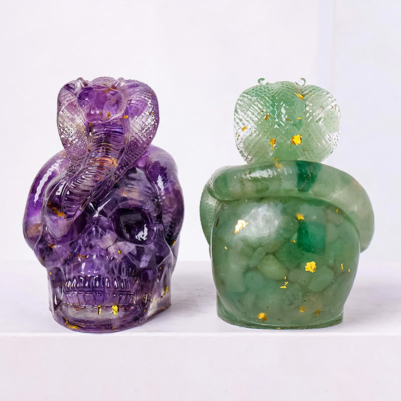 Olivenorma Real Stone Snake Skull Statue Gemstone Decoration - image 29