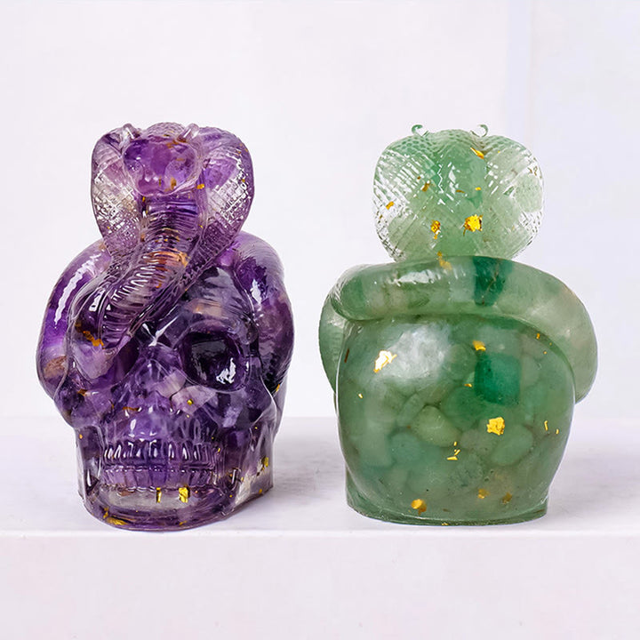 Olivenorma Real Stone Snake Skull Statue Gemstone Decoration - image 29