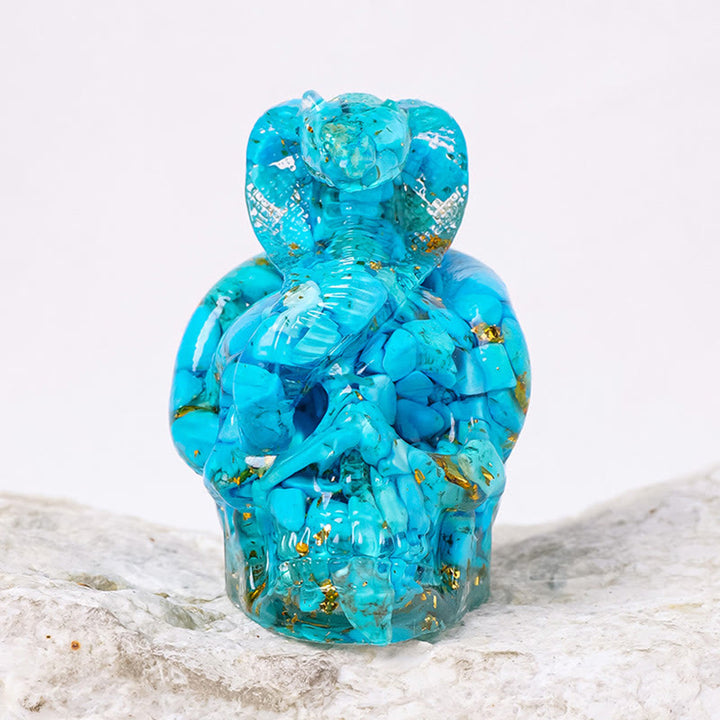 Olivenorma Real Stone Snake Skull Statue Gemstone Decoration - Turquoise - image 25