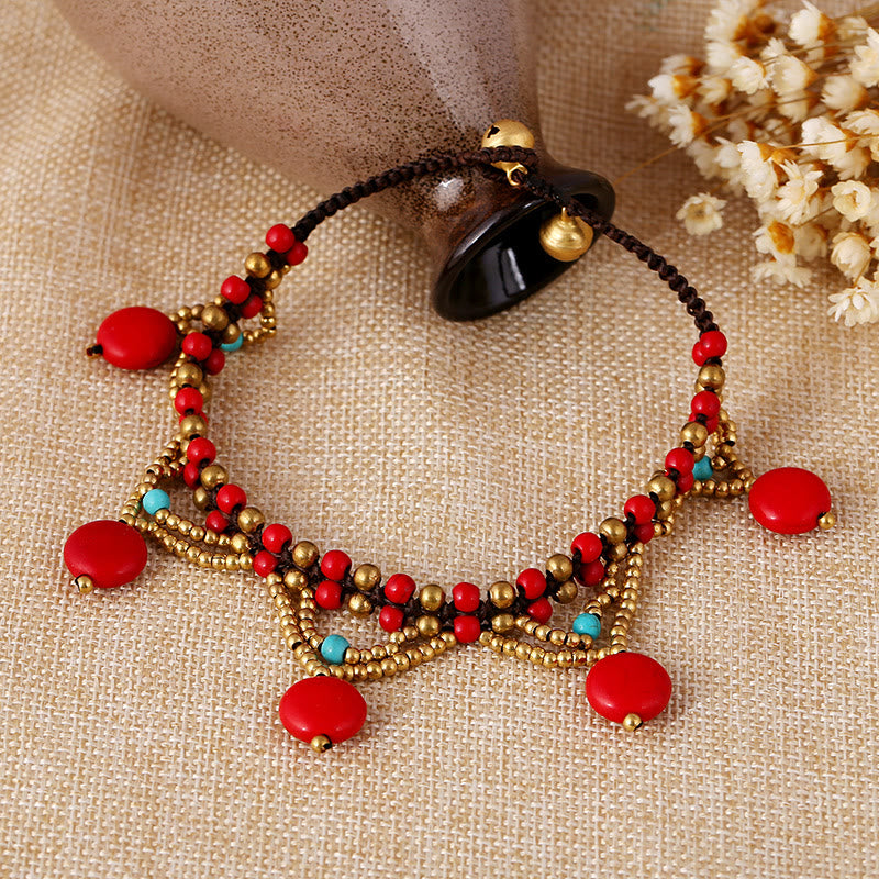 Olivenorma Bohemian Turquoise Woven Beaded Chain Anklet - image 5